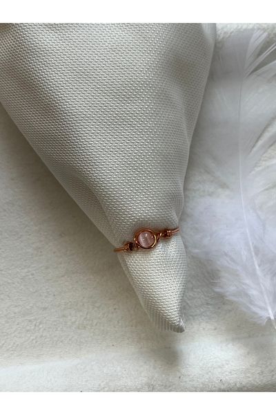 Pel Design Minimal Pink Cat's Eye Copper Wire Ring Handmade
