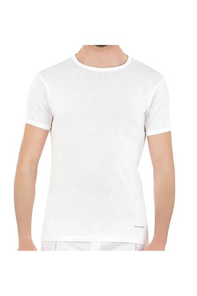 Pierre Cardin Men's Cotton White 2-Piece Round Neck T-Shirt S3.Q.Tk.3K.R9