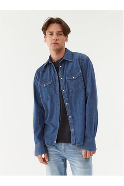 Pepe Jeans Cămașă din denim pentru bărbați PM307489HS8 albastră