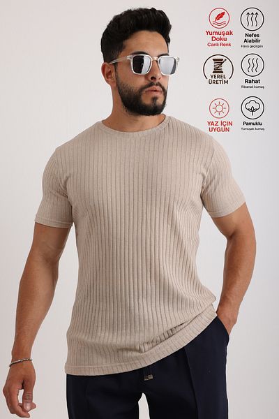 querancia 3-Piece Men's Ribbed Zinox Fabric Sweater – Soft Textured Short Sleeve Basic Sweater