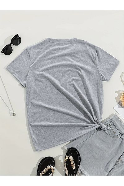 PENTHİLUS Heart Flower Pattern Printed Cotton T-Shirt. Soft and Comfortable T-Shirt for Women.