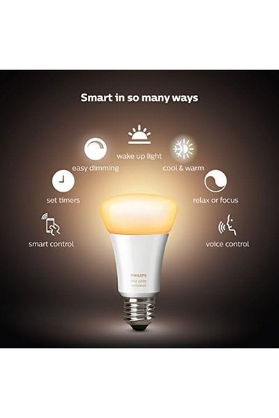 Philips Hue White Ambiance Smart Light Bulb Starter Kit, 4 A19 Smart Bulbs and 1 Hub, Works with Ale