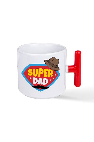 NACARLAR Super Dad Printed Red t Mug with Handle for Fathers