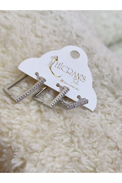 Hicrans Takı DİKDÖRTGEN MODEL TAŞLI ÜÇLÜ SET ÇELİK KÜPE