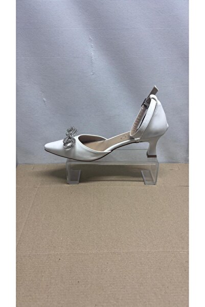 Zlato Γυναικεία παπούτσια με πέτρινο φιόγκο Λευκό χαμηλό στιλέτο