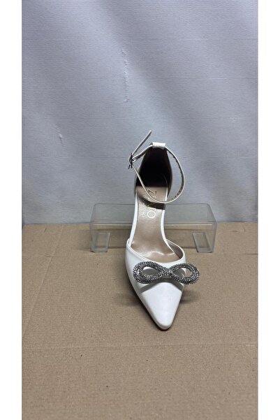 Zlato Γυναικεία παπούτσια με πέτρινο φιόγκο Λευκό χαμηλό στιλέτο