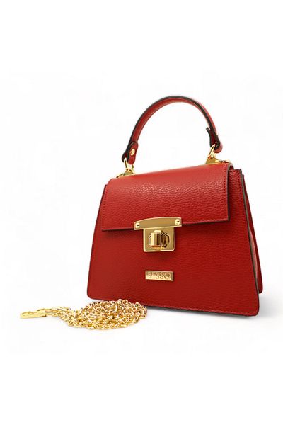 BESSO Chic Minimal Red Genuine Leather Handbag