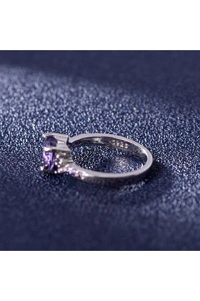 delis Inel Argint 925, Jw628, Model Inima Cu Zirconiu Mov, Placat Cu Rodiu