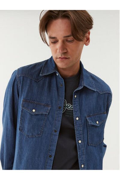 Pepe Jeans Cămașă din denim pentru bărbați PM307489HS8 albastră