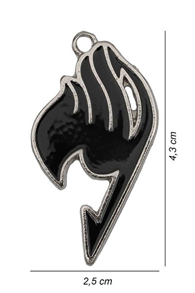 Rua Jewelry Fairy Tail Symbol Anime Necklace - Black Enamel Silver Color Classic with Chain