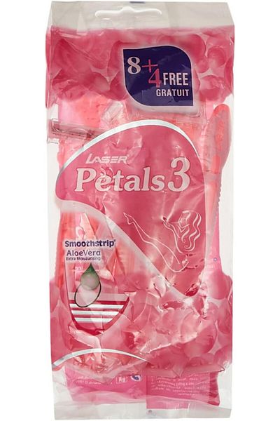 Laser Petals 3 Three Blade Disposable Shaving Razor for Women--12 Pieces