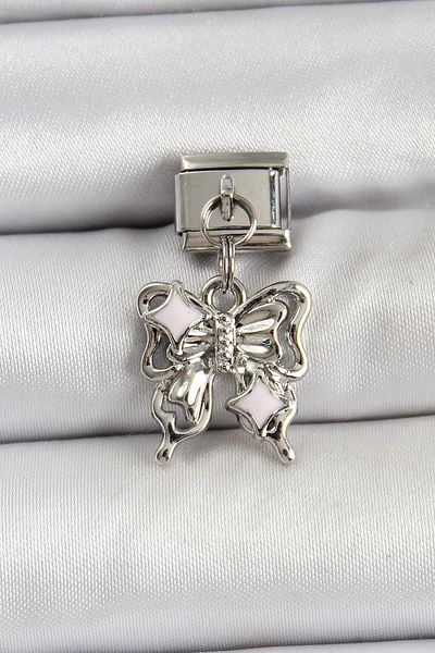 Celira Steel Hanging Bow Model Silver Color Charm