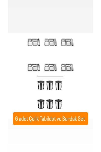 Becenhouse 12 Piece Picnic Breakfast Steel Tabildot Set (6 Pieces Tabldot, 6 Pieces Cups)