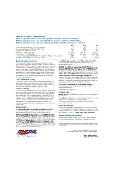 AMSOİL Amsoil Signature ATF - EFF SS ATF 946 ML