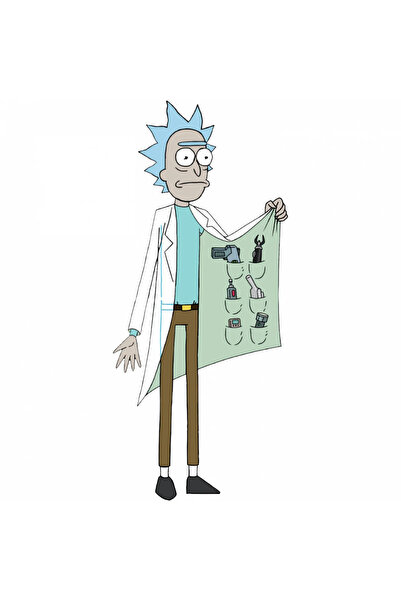 INOVATIX Set de 8 piese, autocolant Rick și Morty Rick Sanchez, INOVATIX®. 6 cm