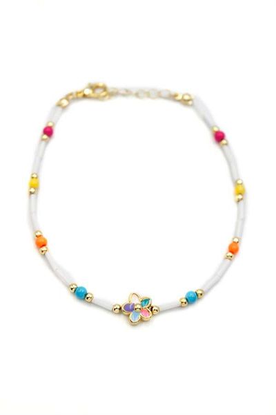 Royaleks Beaded flower anklet - multi-color
