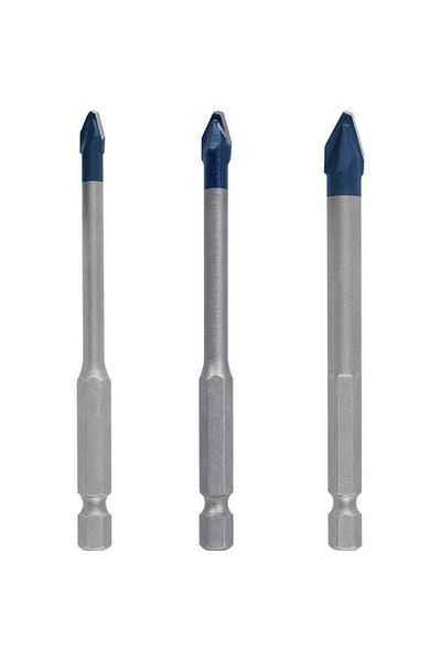 Bosch 3-Piece Expert Hex-9 Hard Ceramic Drill Bit Set Silver and Blue
