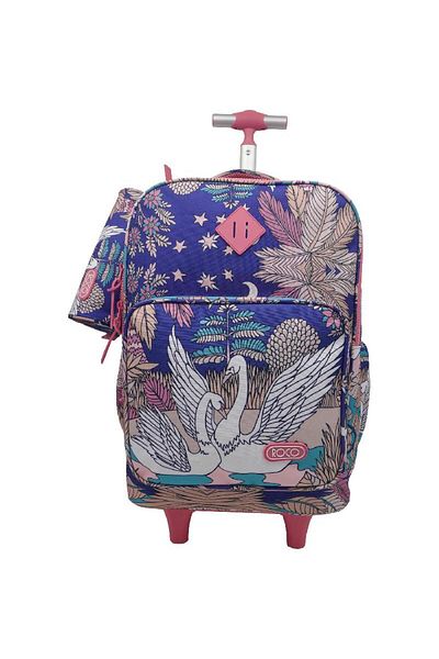 Roco Swan Trolley Bag with Accessory for 15.6" (Device) Pattern Prints/Blue