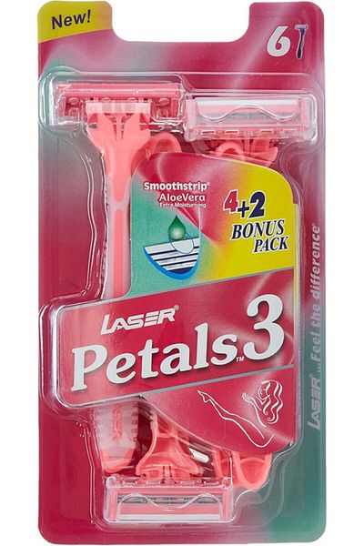 Laser Petals 3 Three Blade Disposable Shaving Razor for Women-6 Pieces