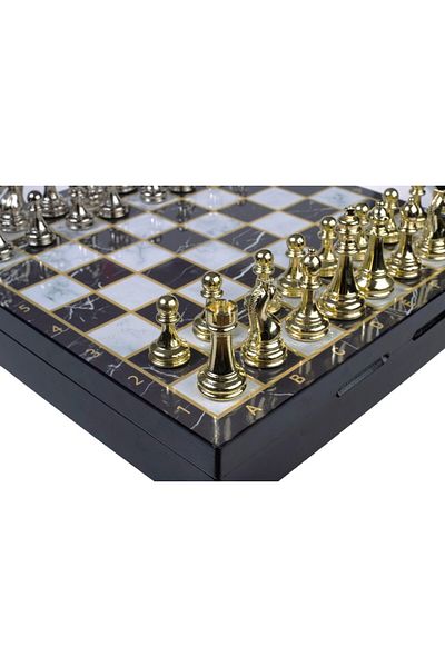 E orient Large Size Metal Roman Empire Chess Set Mdf with Shiny and Marble Pattern Storage Box (36 cm)