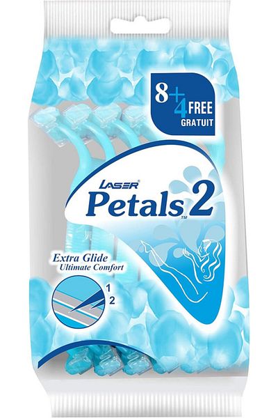 Laser Petals 2 Twin Blade Disposable Shaving Razor for Women-12 Pieces