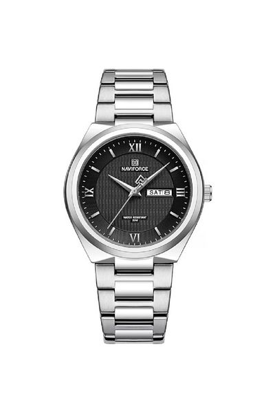 Naviforce Casual Wristwatch for Men, Waterproof Stainless Steel Watch with Date and Analog Quartz Movement