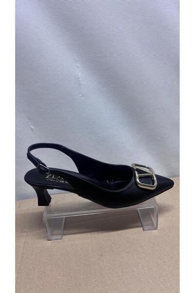 Zlato Дамски обувки на ток с V-образна катарама, черни, с каишка за ежедневие...