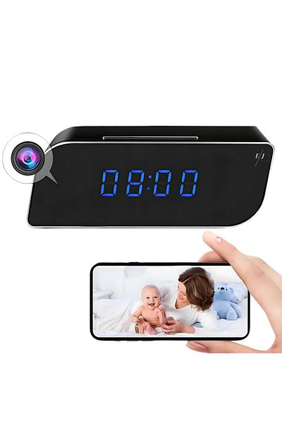 Spionescu Clock with hidden video camera – WiFi, Night Vision, 150° wide angle, motion sensor, FULL HD