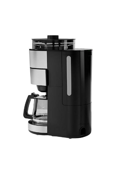 HOMİX 1000W Completa Filter Coffee Machine with Grinder Silver and Black
