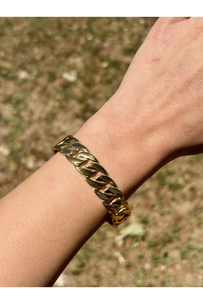 LUNARJA Thick Knitted Design Handcuff Model Steel Bracelet