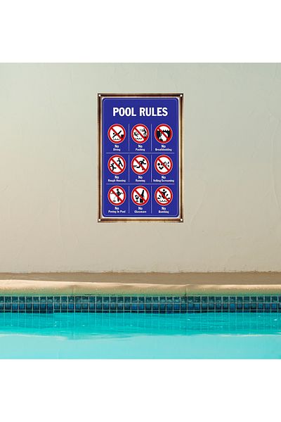TABLOX Pool Rules Sign English Instruction 35X50Cm Pvc 3mm