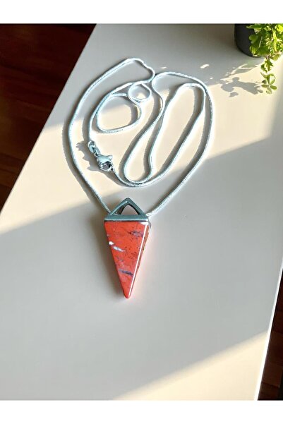 CLOVER JEWELRY Lion (Tiger) Eye Natural Stone Silver Chain Necklace