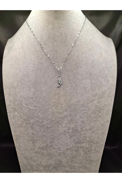 Han Ticarethane قلادة من الفولاذ موديل الطاووس باللون الفضي