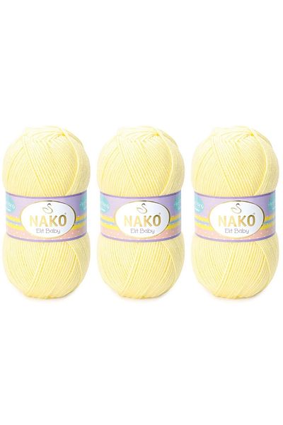 NAKO Elit Baby Anti-pilling Νήματα πλεξίματος χεριών 100 gr 3 τεμάχια Χρώμα 3664 Λεμονάδα