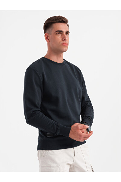 OMBRE BASIC Herren-Sweatshirt aus nicht dehnbarer Baumwolle - schwarz V9 OM-SSBN-0159 XXL