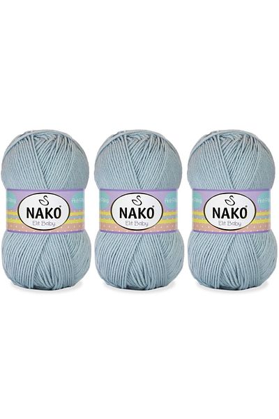 NAKO Elit Baby Anti-pilling Νήματα πλεξίματος χειρός 100 gr 3 τεμάχια Χρώμα 12408 Ανοιχτό τζιν