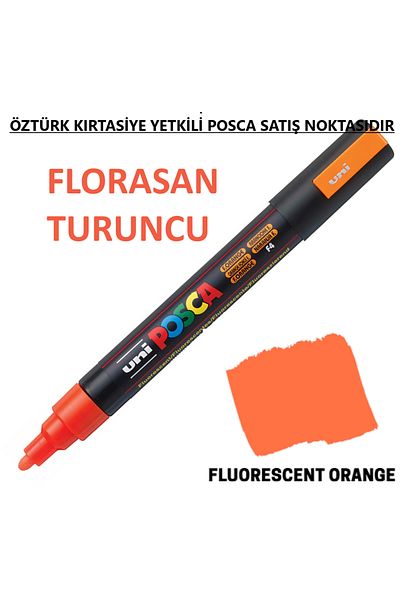Uni Posca Fluorescent Orange Marker Pc-5M (1.8-2.5mm) Poska Pc5M Pc - 5m