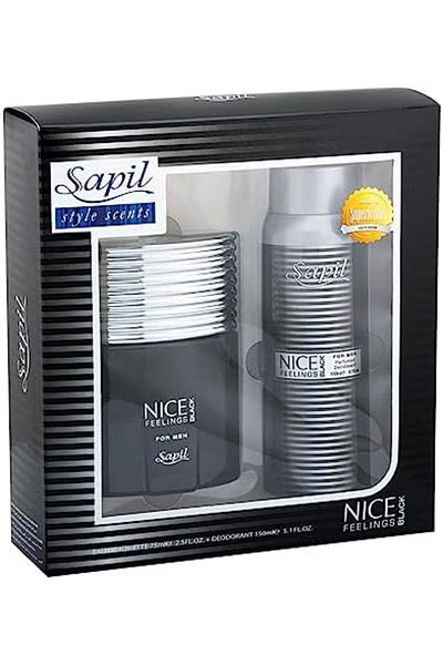 sapil مجموعة هدايا عطر سابيل نايس فيلينج بلاك أو دو تواليت 75 مل + مزيل عرق 150 مل