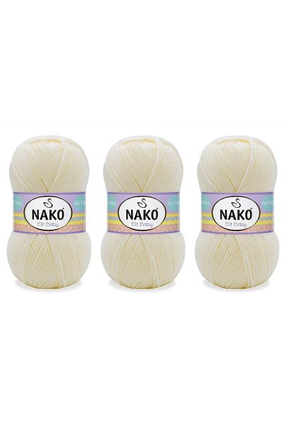 NAKO Elit Baby Anti-pilling Νήματα πλεξίματος χεριών 100 gr 3 τεμαχίων Χρώμα 99064 Κρέμα
