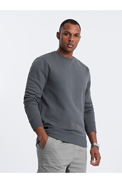 OMBRE BASIC Herren-Sweatshirt aus nicht dehnbarer Baumwolle - Graphit V11 OM-SSBN-0159 XXL