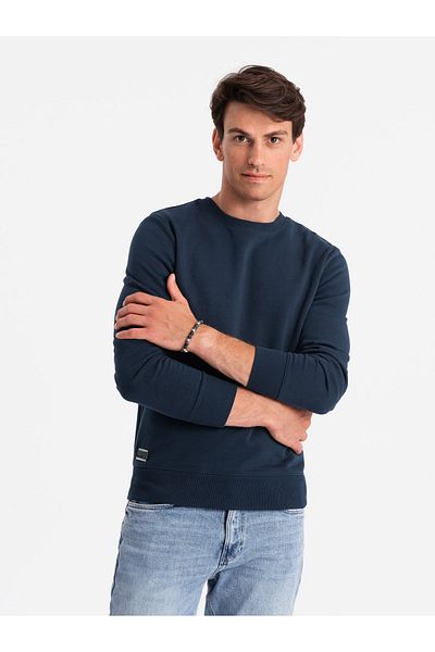 OMBRE BASIC Herren-Sweatshirt aus Baumwolle ohne Stretch - Marineblau V1 OM-SSBN-0159 XXL