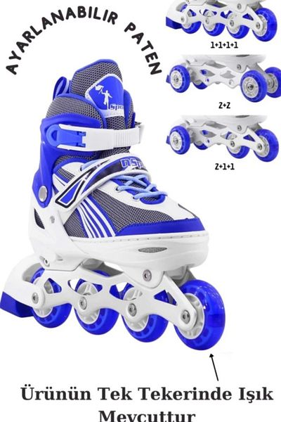CAN Adjustable Lighted Roller Skates |   Dual Use Single Row Skates - Double Row Practice Skates No 30-33