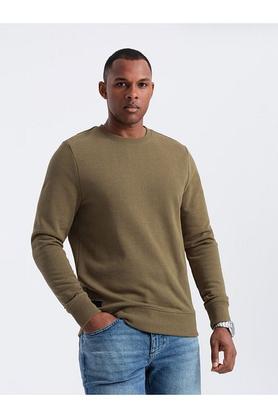 OMBRE BASIC Herren-Sweatshirt aus Baumwolle ohne Stretch - oliv V2 OM-SSBN-0159 M