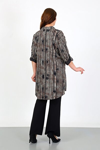 By Alba Collection Γυναικείο ταμπά ριγέ βαμβακερό τουνίκ βισκόζης Plus Size