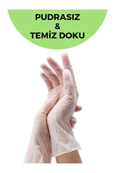 Cyberderm Şeffaf Vinil Eldiven Pudrasız Medium L Beden Çok Amaçlı Hijyenik Eldiven 1 Paket-100'lü