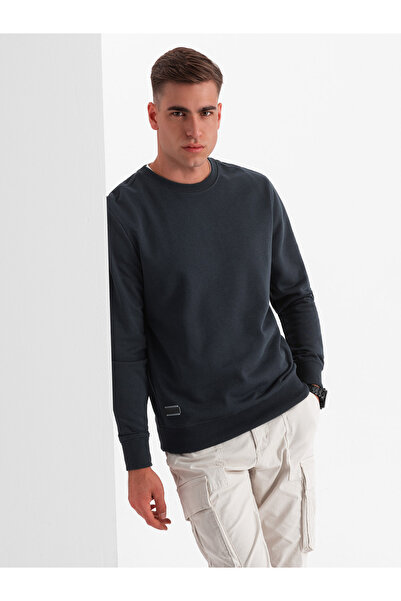 OMBRE BASIC Herren-Sweatshirt aus nicht dehnbarer Baumwolle - schwarz V9 OM-SSBN-0159 XXL