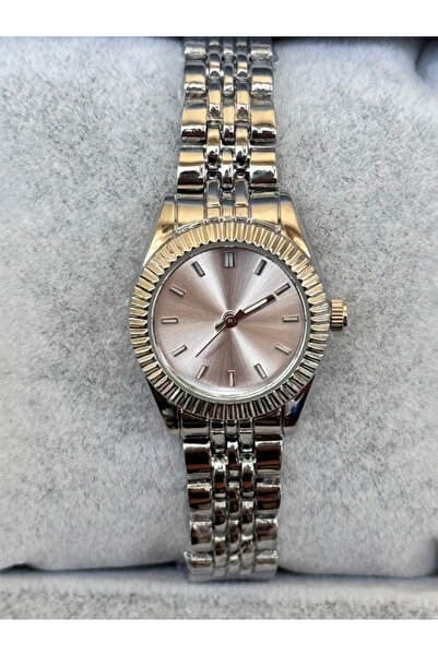 QUARTZ Pink Gümüş Çelik Kayışlı Vintage Saat