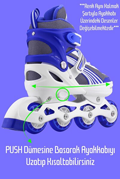 CAN Ayarlanabilir Işıklı Paten| Çift Kullanım Tek Sıra Paten- Çift Sıra Alıştırma Pateni 34-37 No