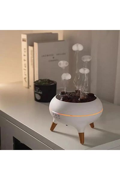 miraza Difuzor Aromaterapie 2 in 1, Model Vulcan cu aburi Meduza, 250 ml, LED, Sincronizare Muzica, Timer
