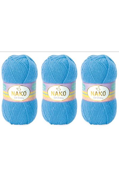 NAKO Elit Baby Anti-pilling Νήματα πλεξίματος χεριών 100 gr 3 τεμάχια Χρώμα 10119 Alaska Blue